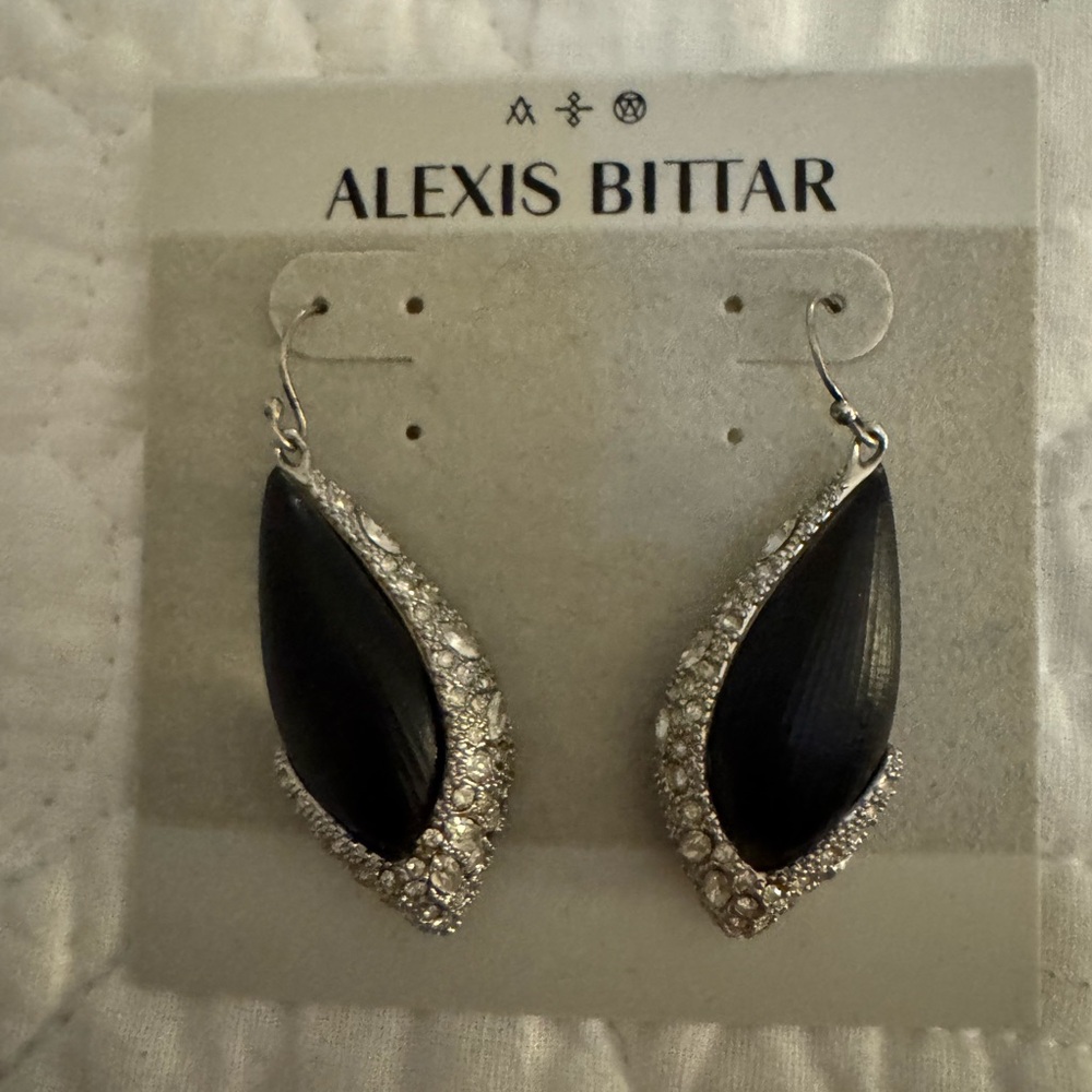 Alexis Bittar black teardrop earrings wi/ crystals
